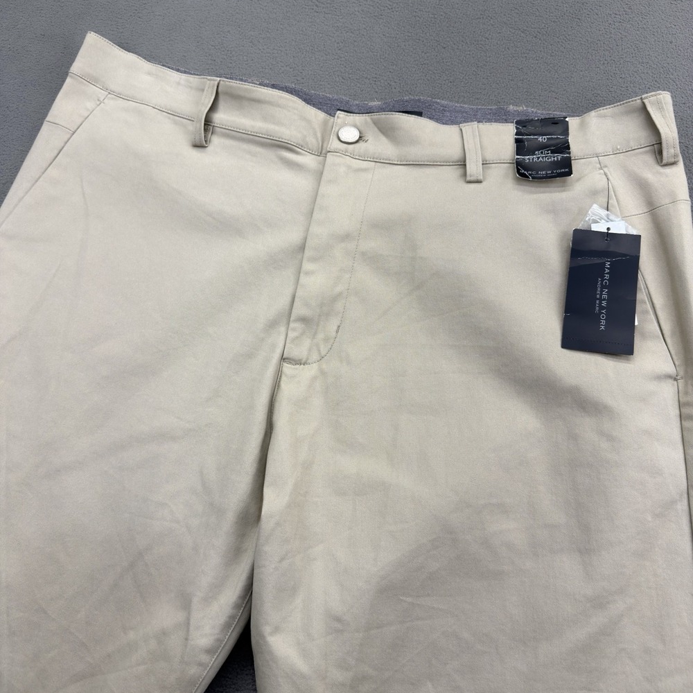Marc New York Chino Comfort Twill Pants Mens 40 Khaki Straight Leg Stretch NWT